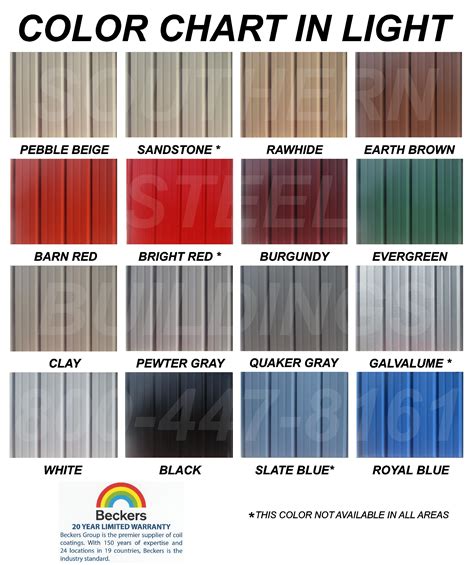 color of metal building houses|general steel buildings color chart.